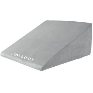 HOMBYS Ultra Soft Velvet Bed Wedge PillowCover, Zipper Design, Light Grey