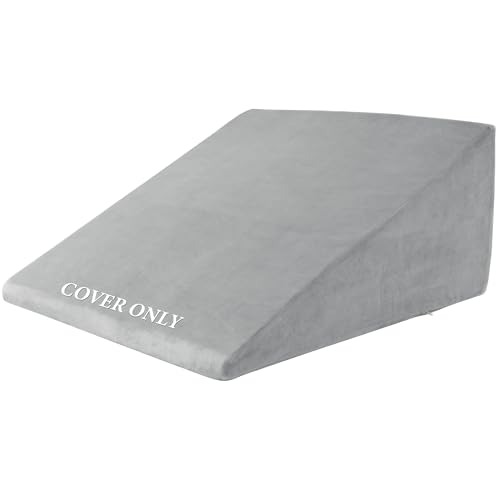 21kawjkpml.jpg HOMBYS Ultra Soft Velvet Bed Wedge PillowCover, Zipper Design, Light Grey