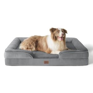 Bedsure Large Orthopedic Dog Bed for Large Dogs - Big Washable Dog Sofa Beds Grey Bedsure Supportive Orthopedic Dog Bed