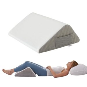 Back Sleeping Knee Pillow - Memory Foam Leg Wedge Pillow for Post Surgery Recovery, Leg Elevation, Knees and Hip Pain