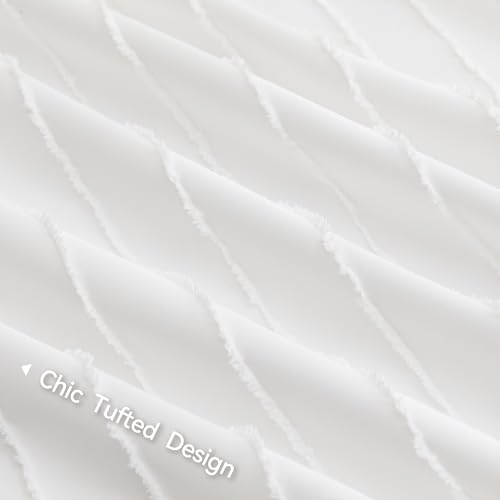 313xmxq9k7l.jpg JELLYMONI Boho Striped Duvet Cover Queen Size White - 3PCS Microfiber Tufted Comforter Bohemian Textured Set with Corner