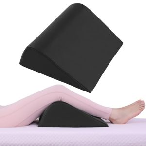 HOMBYS Black PU Leather Wedge Bolster Pillow for Leg Massage | HOMBYS Knee Wedge Pillow for Massage Table Perfect for R