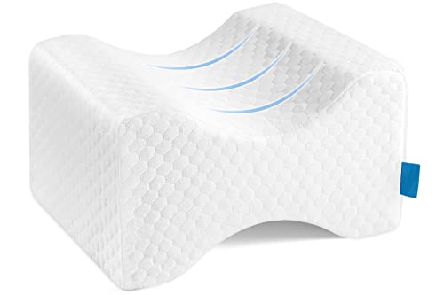31a5noee2nl.jpg Memory Foam Knee Pillow for Side Sleepers & Pregnant Women - Spinal Alignment & Sciatica Relief, White