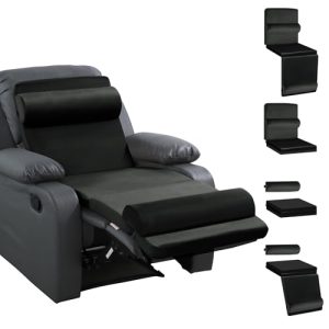 HOMBYS 5-in-1 Recliner Seat Cushion with Lumbar Support & Leg Pad, Black