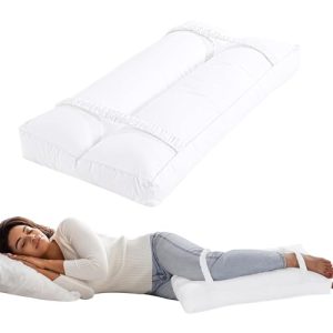 Side Sleepers' Knee Pillow with Elastic Straps - HOMBYS 3" Height Cotton Cover Leg Pillow for Spinal Alignment & Pres