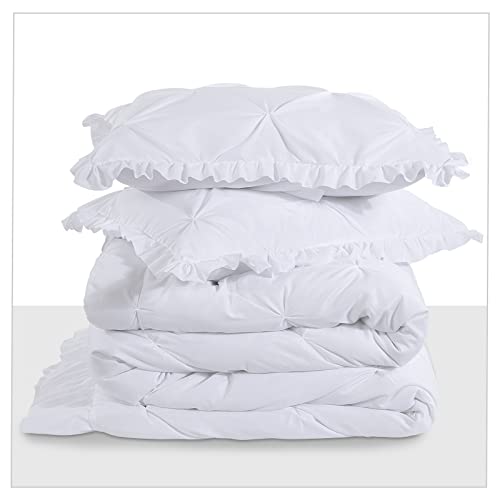 31lud7k1hul.jpg HOMBYS Ultra Soft Pinch Pleat Bedding Sets for All Season (White, Oversized King-120"x120") | HOMBYS Pintuck Down Al