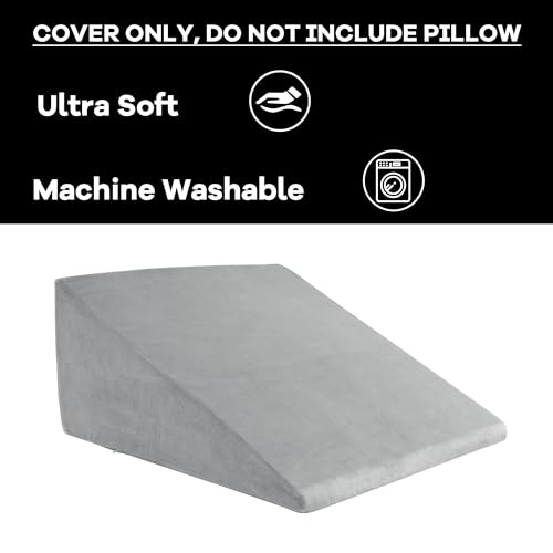 31qjc8zesl.jpg HOMBYS Ultra Soft Velvet Bed Wedge PillowCover, Zipper Design, Light Grey