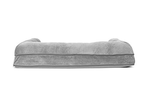 31ruyu7i2l.jpg Furhaven Large Dog Bed for Large Dogs - Removable Bolsters & Washable Cover, Up to 95 lbs, Faux Fur Sofa, Smoke Gray, Ju