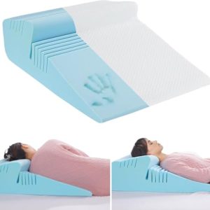 HOMBYS Memory Foam Wedge Pillow for Back and Side Sleepers, Exceptional Support for a Restful Night's Sleep (White, 2
