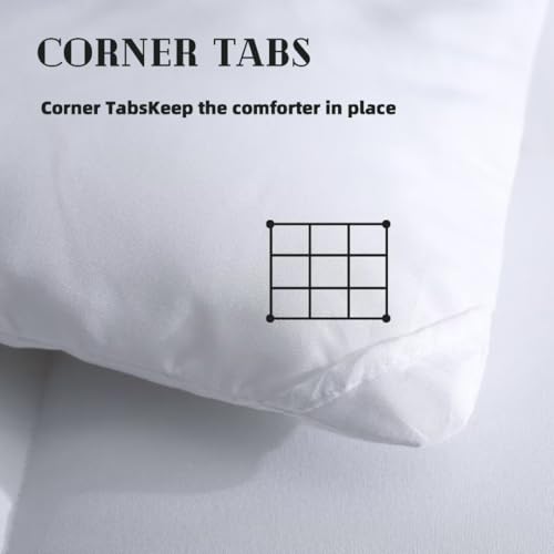 31f0m foadl.jpg DOWNCOOL White All Season Duvet, Queen Size, Lightweight Quilt with Corner Tabs