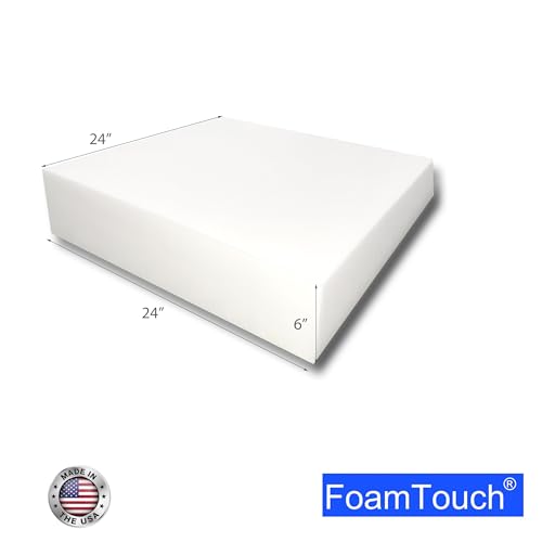 31ind4rmtel.jpg FoamTouch High Density Square Cut Upholstery Foam, Couch Cushion, Replacement for Couch, Dining Chair, and Wheelchair