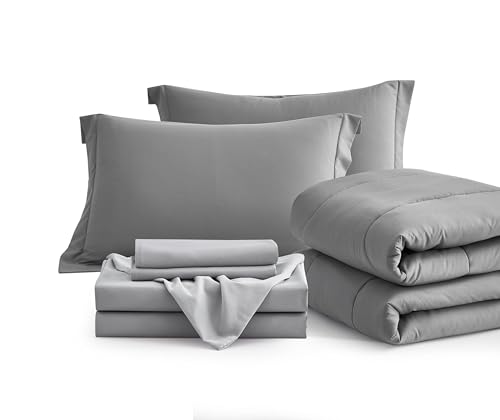 31jfpz5h0ul.jpg Maple&Stone Oversized King Comforter Set - All Season Grey Bedding (7 Pieces)
