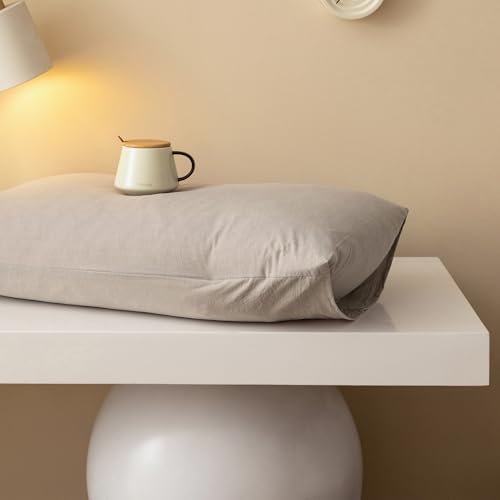 31k6ebnl1yl 1.jpg JIYUAN 100% Washed Cotton Duvet Cover Set for Twin Bed, 2 Pieces Breathable Linen Feel Bedding, Comfy and Modern Heated