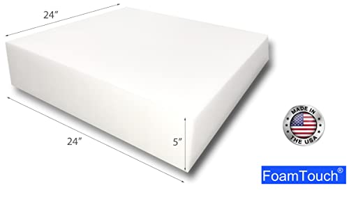31odjx4n6tl.jpg FoamTouch High Density Upholstery Foam Cushion, 5" H X 24" W X 24" L, White for Sofa Seat Replacement FoamTouch High D