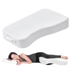 Side Sleeper Leg Pillow with Memory Foam - Relieves Hip/Back/Sciatica Pain & Aligns Spine (15"x25" White M) Side Sleep