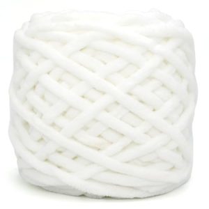 White Thick Chunky Chenille Yarn for Crocheting and Knitting 100g
