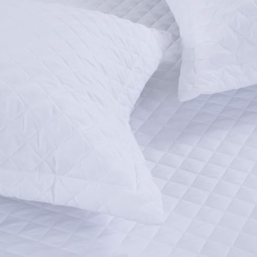 31wpatymdyl.jpg HOMBYS Super King Plus 128x120 Oversized Quilt Set for Summer Lightweight and Reversible White Comforter Set
