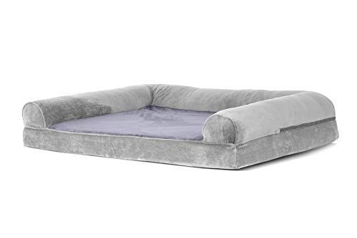 31x32hk 9l.jpg Furhaven Large Dog Bed for Large Dogs - Removable Bolsters & Washable Cover, Up to 95 lbs, Faux Fur Sofa, Smoke Gray, Ju