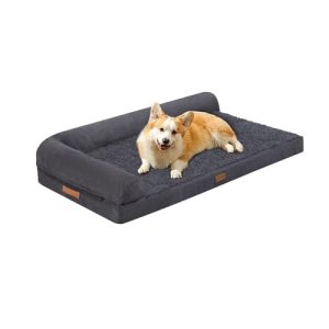 Sheepping Grey Washable Orthopedic Dog Bed Couch for Crate Sofa Sheepping Grey Waterproof Removable Cover Fluffy Dog Bed