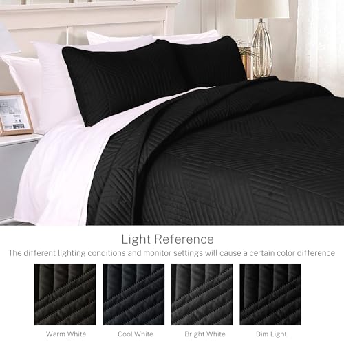 41 0 tne0dl.jpg Exclusivo Mezcla California King Quilt Lightweight Black Bedding Set for Year-Round Comfort (1 Quilt and 2 Pillow Shams)