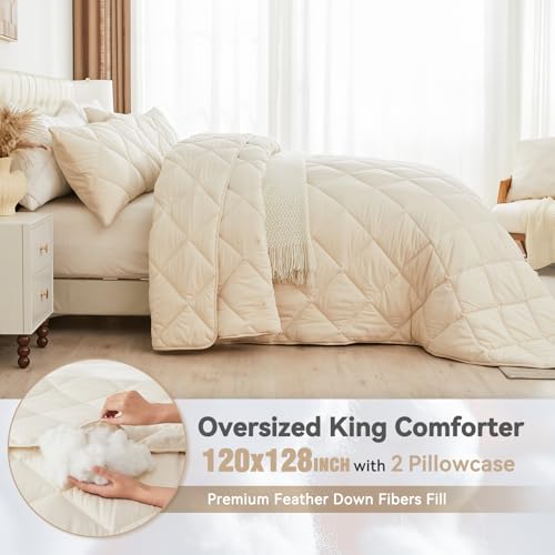 4106xjb7a7l.jpg ENJOHOS Extra Large King Beige Comforter & Pillow Cases Set