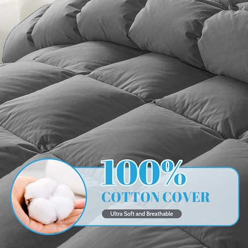 4108lcduznl.jpg Cosybay King Size Fluffy Grey Down Fiber Comforter with Cotton Cover