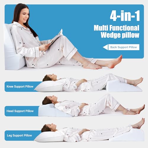 410zme 397l 1.jpg HOMBYS Memory Foam Wedge Pillow for Back and Side Sleepers, Exceptional Support for a Restful Night's Sleep (White, 2