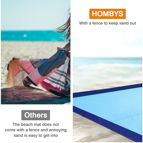 410zxjz sml.jpg HOMBYS Sandproof Waterproof Beach Blanket for Family - 83" x 83" Extra Large, Quick Drying, Lightweight & Durable wit