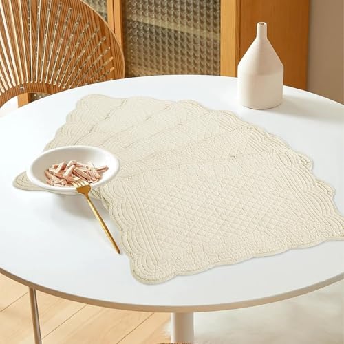 410tj7lqfvl.jpg HOMBYS Quilted Placemats Set of 8 for Kitchen Table Washable Rectangular Cotton Placemats (Flax) OEKO-TEX STANDARD 100