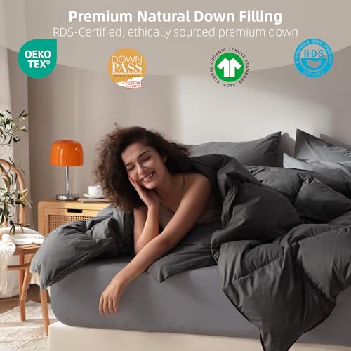 411w3bgtgql 2.jpg Goose Feather Down Comforter Queen Size for All-Season Luxurious Sleep | 100% Organic Cotton Duvet Insert Queen Set