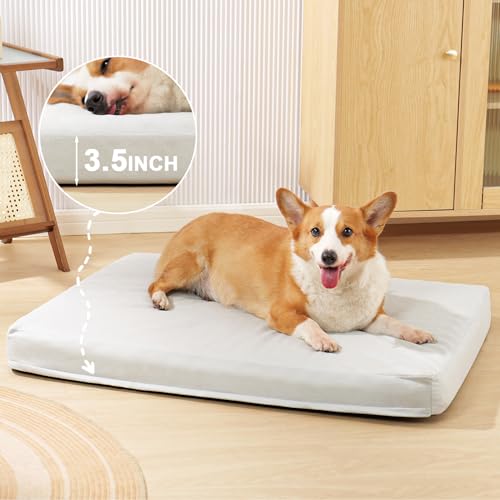 412dtv9dmcl 1.jpg Chew Proof Large Dog Bed - Orthopedic Squishmallow Comfort Waterproof Pet Bed for Large Dogs, Indestructible Washable