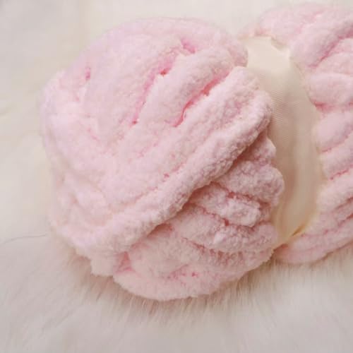 412wmntfnwl.jpg Light Pink Chunky Chenille Yarn for Knitting and Crocheting, Soft and Fluffy Hand Blanket Yarn, Perfect for Carpets, Sca