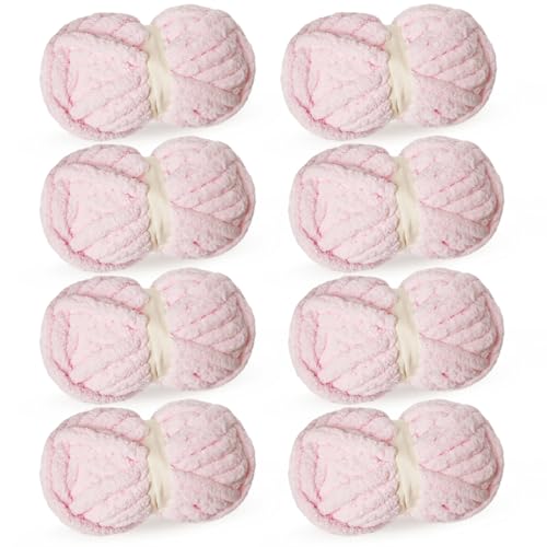 412tjzolvtl.jpg Light Pink Chunky Chenille Yarn for Knitting and Crocheting, Soft and Fluffy Hand Blanket Yarn, Perfect for Carpets, Sca