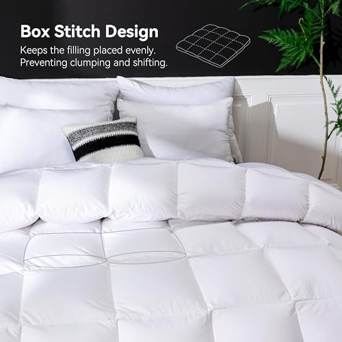 412tvqkmeul 2.jpg Luxury Goose Feathers Down Comforter for King Size Bed, 750 FP Fluffy All Season Duvet Insert, Ultra-Soft Sorona Fill