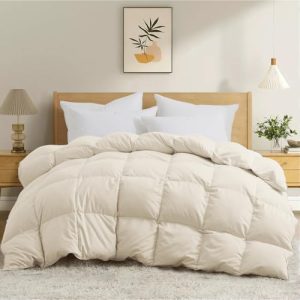 Joysoul All Season Ultra Soft California King Size Down Comforter - Luxury Hotel Cream Duvet Insert with Corner Tabs (10