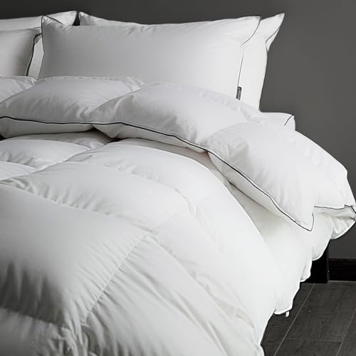 413nhaznpwl.jpg Ivory White Luxury Oversized King Thin Duvet - High Fill Power Comforter - Ultra-Soft & Fluffy