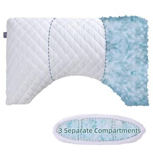 LOFE CertiPUR-US Supportive Side Sleeper Pillows for Adults | Adjustable 3 Compartments Curved Side Sleeper Neck Pil