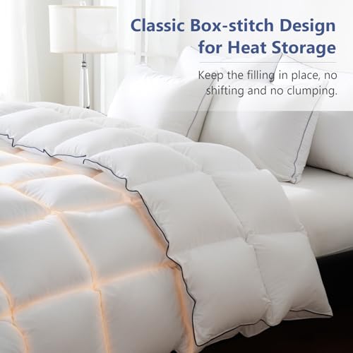 414pr5pyt3l.jpg DOWNCOOL Ultra Soft Fluffy King Size Comforter, 100% Cotton Cover, White, 116"x98"
