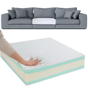 High Density Memory Foam Couch Cushion Replacement with Dacron Fiber Layer | Removable Cover Memory Foam Sofa Cushio