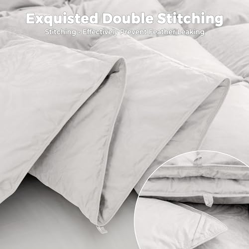 414aodbbfxl 1.jpg Puredown Goose Down Comforter - Queen Size - White - All Season Warmth - 100% Cotton Cover - 90x88 Inch Puredown Goose