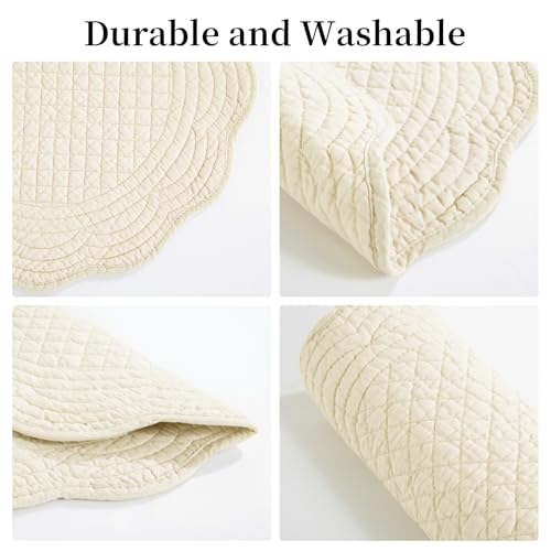414g3r1k3l.jpg HOMBYS Quilted Placemats Set of 4 Kitchen Table Mats (Flax)OEKO-TEX ROUND Cotton Round Placemats Washable Kitchen Mat Us