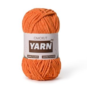 Plush Chenille Chunky Crochet Yarn for Soft Amigurumi Crafts (Orange) | Fluffy Velvet Knitting Yarn for Baby Blanket