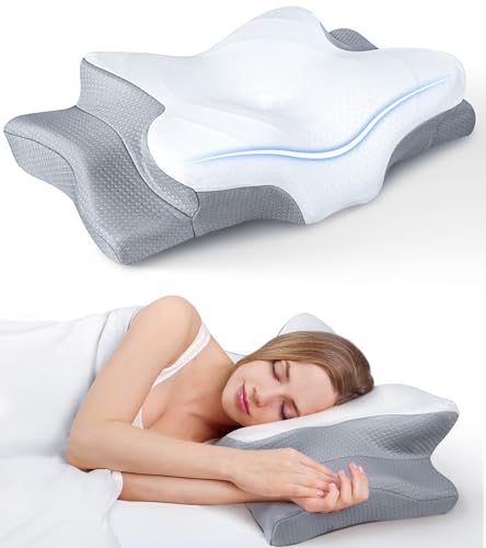 4150vouf9l.jpg Odorless Ergonomic Contour Memory Foam Cooling Pillow for Neck Support and Cozy Sleeping | Adjustable Cervical Pillo