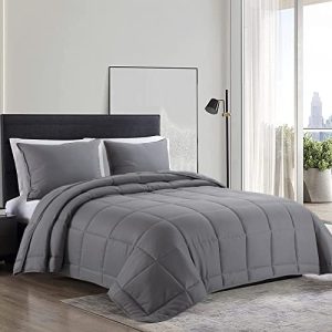 HOMBYS Oversized King Comforter for All Season, Soft Micorfiber Quilt Comforter(Grey,120"x128") | HOMBYS Lightweight