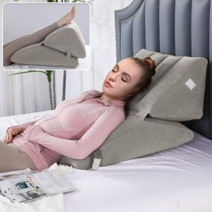 HOMBYS Adjustable Inflatable Bed Wedge Pillow for Sleeping, Back Support, Travel Use, 10 Inch Elevated, Portable 30"x22"