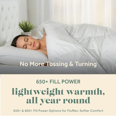 415s8yx5gjl 1.jpg ComfyDown Goose Down White Comforter - Premium 100% Egyptian Cotton Cover King Size - All Season Washable Duvet Insert w