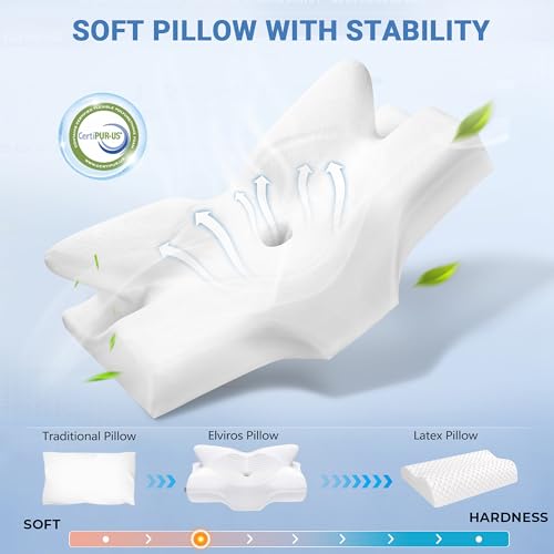 415vbwnbyil.jpg Elviros Soft Memory Foam Pillow for Neck and Shoulder Pain, Side Sleepers (Ergonomic Orthopedic Sleeping Support) Elvi