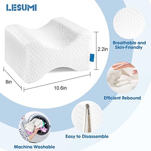 4165kpyibol.jpg Memory Foam Knee Pillow for Side Sleepers & Pregnant Women - Spinal Alignment & Sciatica Relief, White