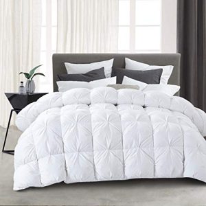 California King Size Feather and Down Comforter for All Season | Thick Fluffy Oversized Comforter with 100% Cotton D