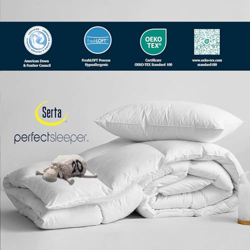 416gxlgmwnl 1.jpg Serta Goose Feather Down Fiber Cotton Comforter Queen Size - Hotel Luxury Hypoallergenic Bedding Comforter 90 x 90 Inch